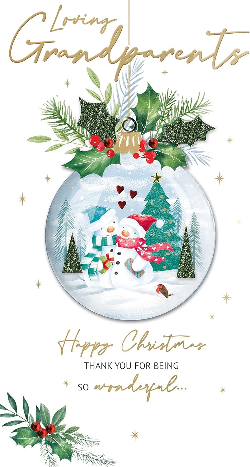 Loving Grandparents Embellished Christmas Card Hand-Finished Champagne Cards XCDC376