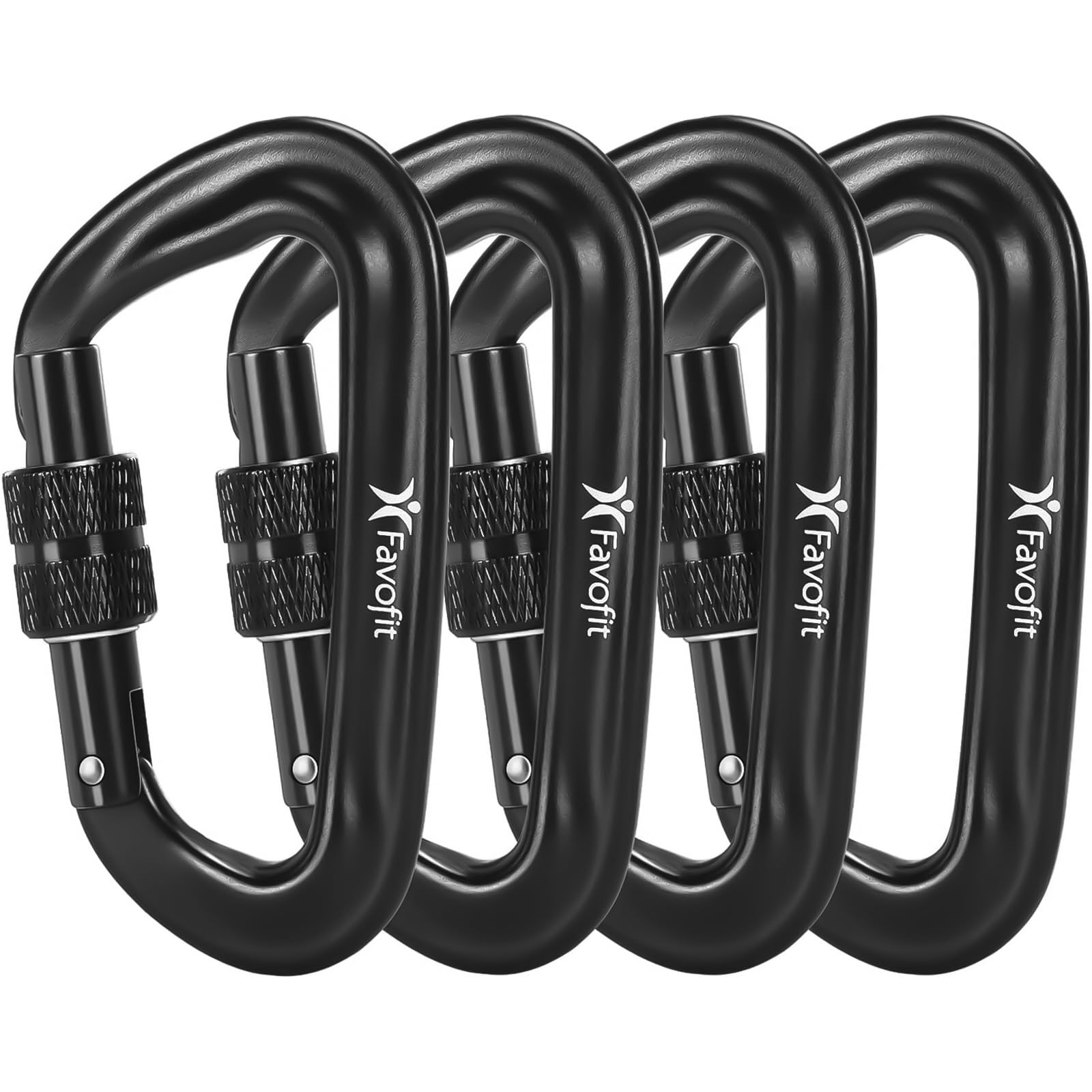 Locking Carabiner Clips Heavy Duty - Favofit 12KN (2697 lbs) Strong Caribiniers for Hammock - Ultralight D-Ring Carbineers for Outdoor Camping Hiking Backpacking Keychain Dog Leash
