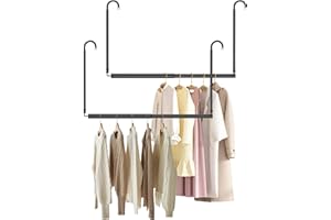 Hanging Closet Rod Adjustable Width Height Closet Rods For Hanging Clothes Black 2 Pack Closet Extender Hanging Rod Clothes S