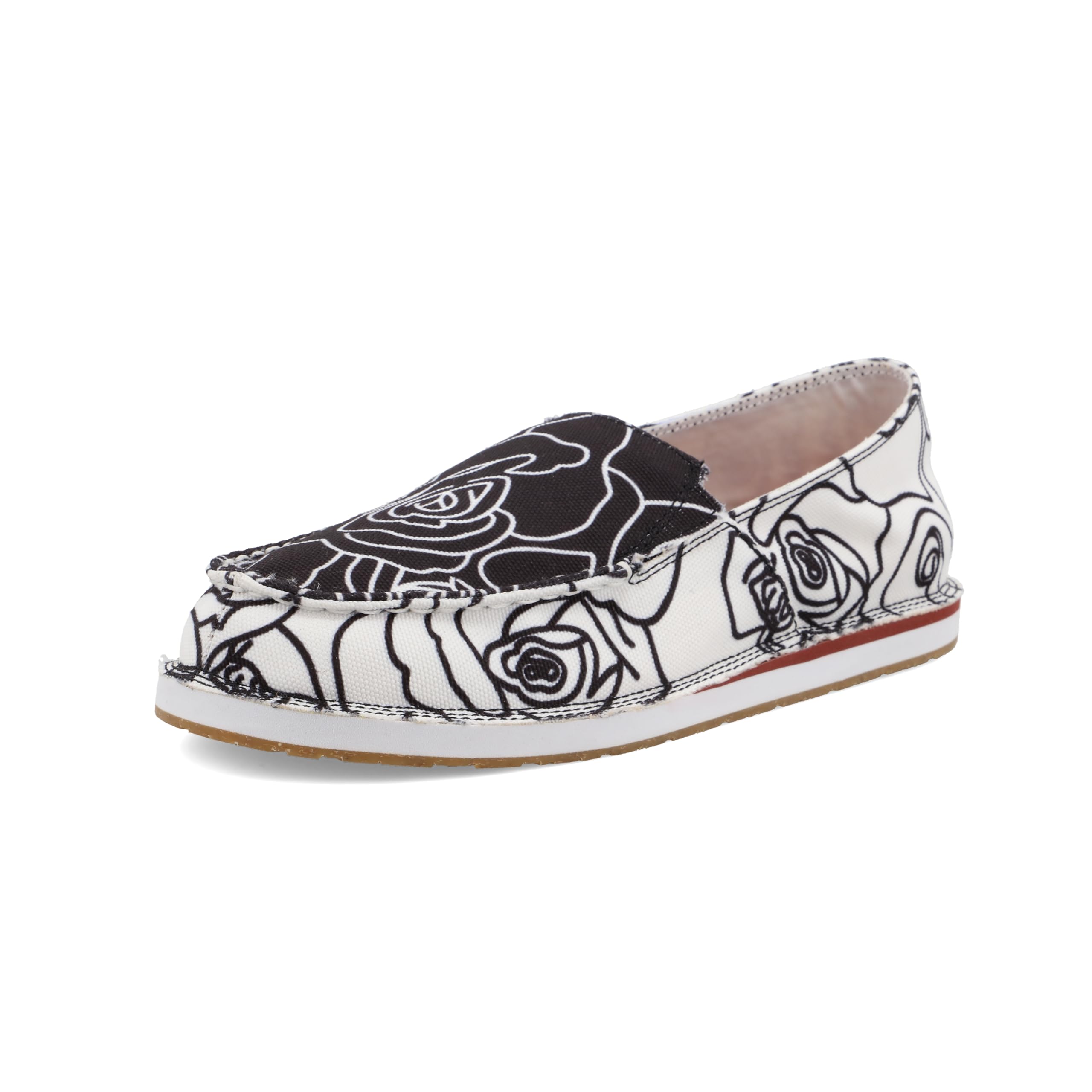 Twisted X Women’s Slip-On Loafer, Moc Toe, Black & White, 9 M