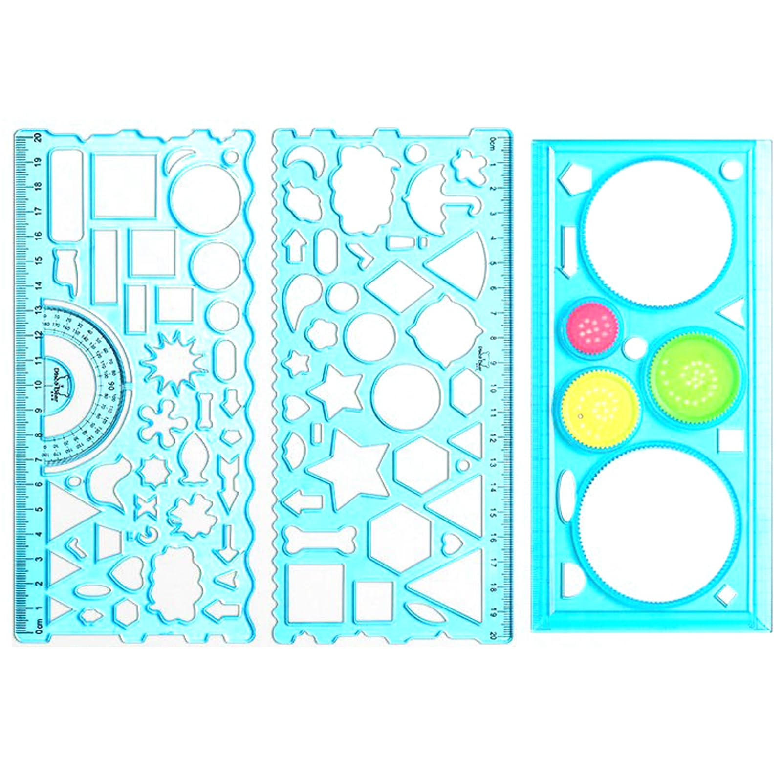 Mua template protractor (3 piece set blue) template for drafting ...
