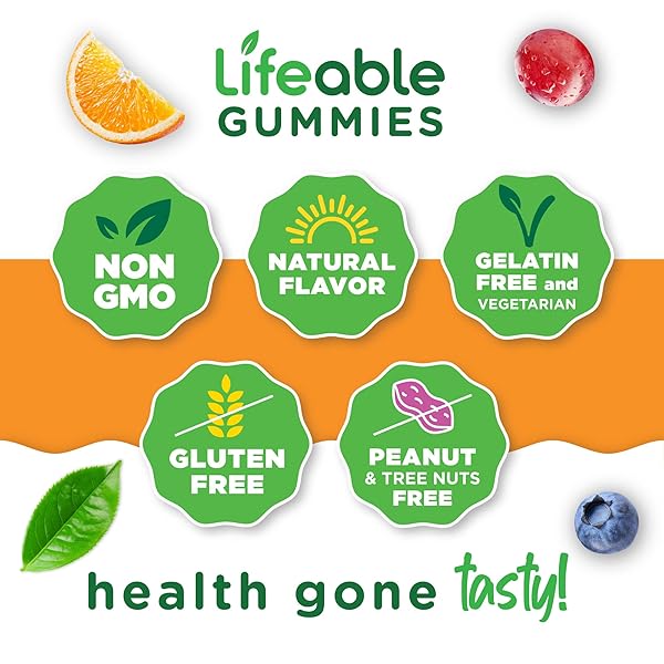 LIFEABLE BIOTIN GUMMIES | 10,000MCG | GREAT TASTING HAIR SKIN AND NAILS GUMMIES | GMO-FREE VEGAN BIOTIN SUPPLEMENT | HAIR SKIN AND NAILS VITAMINS FOR WOMEN | 90 GUMMIES