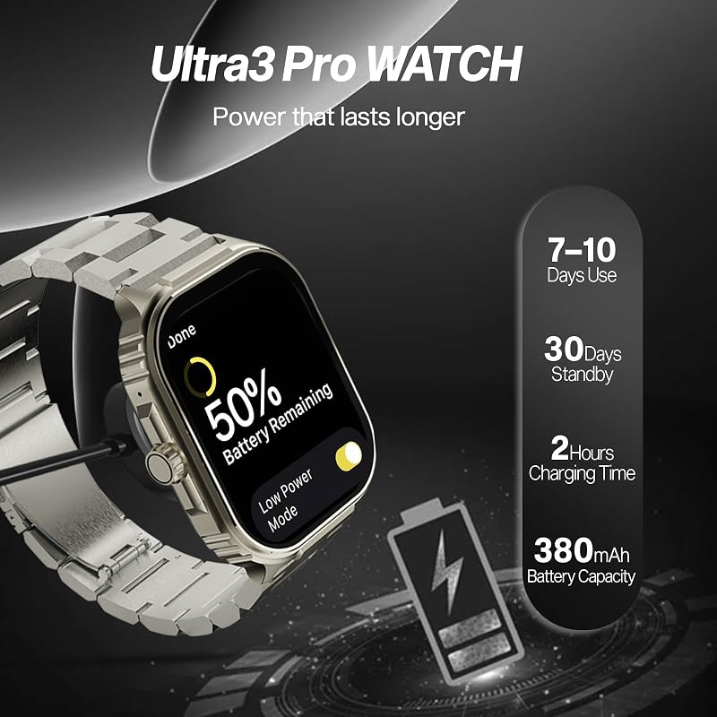 Smartwatch Ultra 3 Pro AMOLED, IP68 e 10 dias de Autonomia, Prata