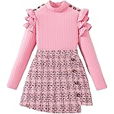 YOURUIKEY Girls Clothes Skirt Set 2 Piece Ruffle Sleeve Shirts and Plaid Skirts Fall Winter Outfits