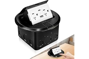 Round Pop up Floor Electrical Outlet Cover Kit with 4.8a USB Charger 20amp Waterproof Tamper Resistant Tr Receptacle Outlet B