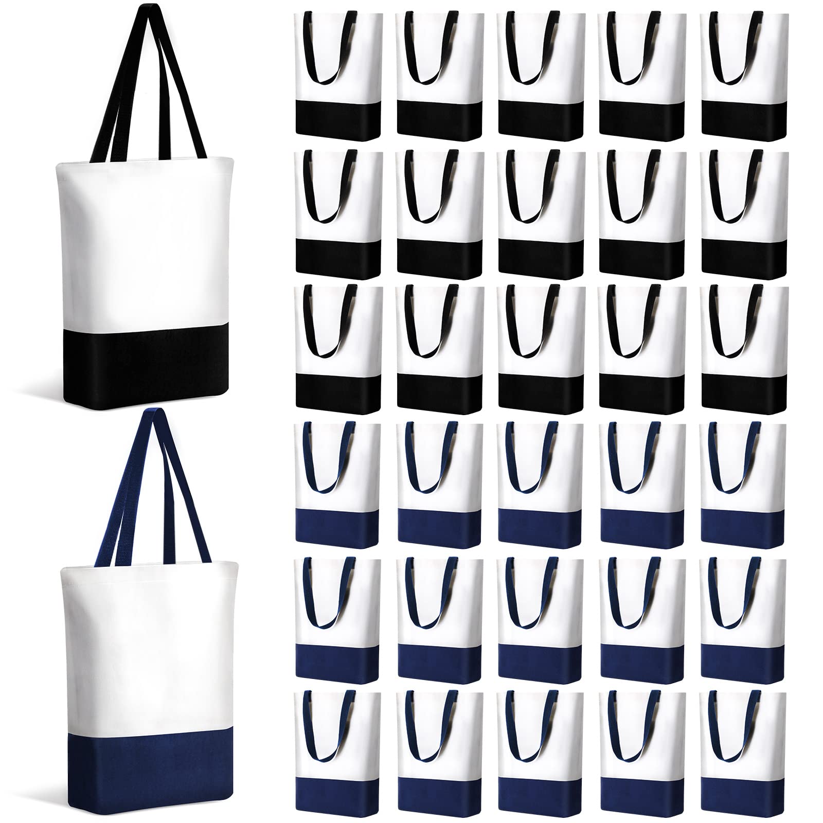 Photo 1 of BBTO 30 Pcs Sublimation Canvas Tote Bag Bulk Reusable Grocery Shopping Bags with Handles Blue and Black Canvas Beach Bag for Women Shopping Beach Travel DIY Craft Wedding School, 15 x 3.9 x 13 Inch