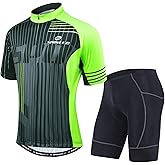 sponeed Bicycle Jersey for Men Cyclist Shirts and Shorts Set Short Sleeve Suits Padded Bike Pants