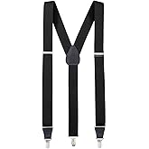 HOLD'EM Suspender for Men Made in USA Y-Back Leather Crosspatch Clip on tuxedo suspenders