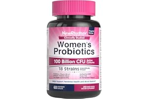NewRhythm Probiotics for Women, P-5-P, Vitamin C & Organic Cranberry, 100 Billion CFU 18 Strains, Prebiotics & Probiotics, Vaginal Probiotics for Digestive Health & PH Balance, 60 Capsules, No Dairy