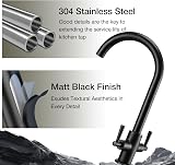Hapilife Kitchen Sink Mixer Tap Monobloc Dual Lever Matte Black 1 Hole view 4