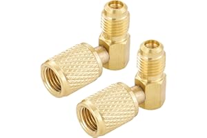 TIGBEAR Anti-Blowback Adapters, 1/4" SAE Swivel Adapter, 90 Degree Elbow Mini Split Adapters 1/4 Female Swivel x 1/4 Male for R410A CFC HCFC HFC HVAC Refrigerant System 2PC (90 Degree)