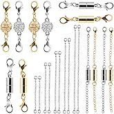 Beinhome 22Pcs Magnetic Jewelry Clasps and Necklace Extenders, Gold Silver Necklace Layering Clasp, Multiple Sizes and Styles Chain Extender Magnetic Clasps for Necklaces Bracelet Anklet