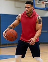 MAGCOMSEN Men's Tank Tops Sleeveless Hoodies Red