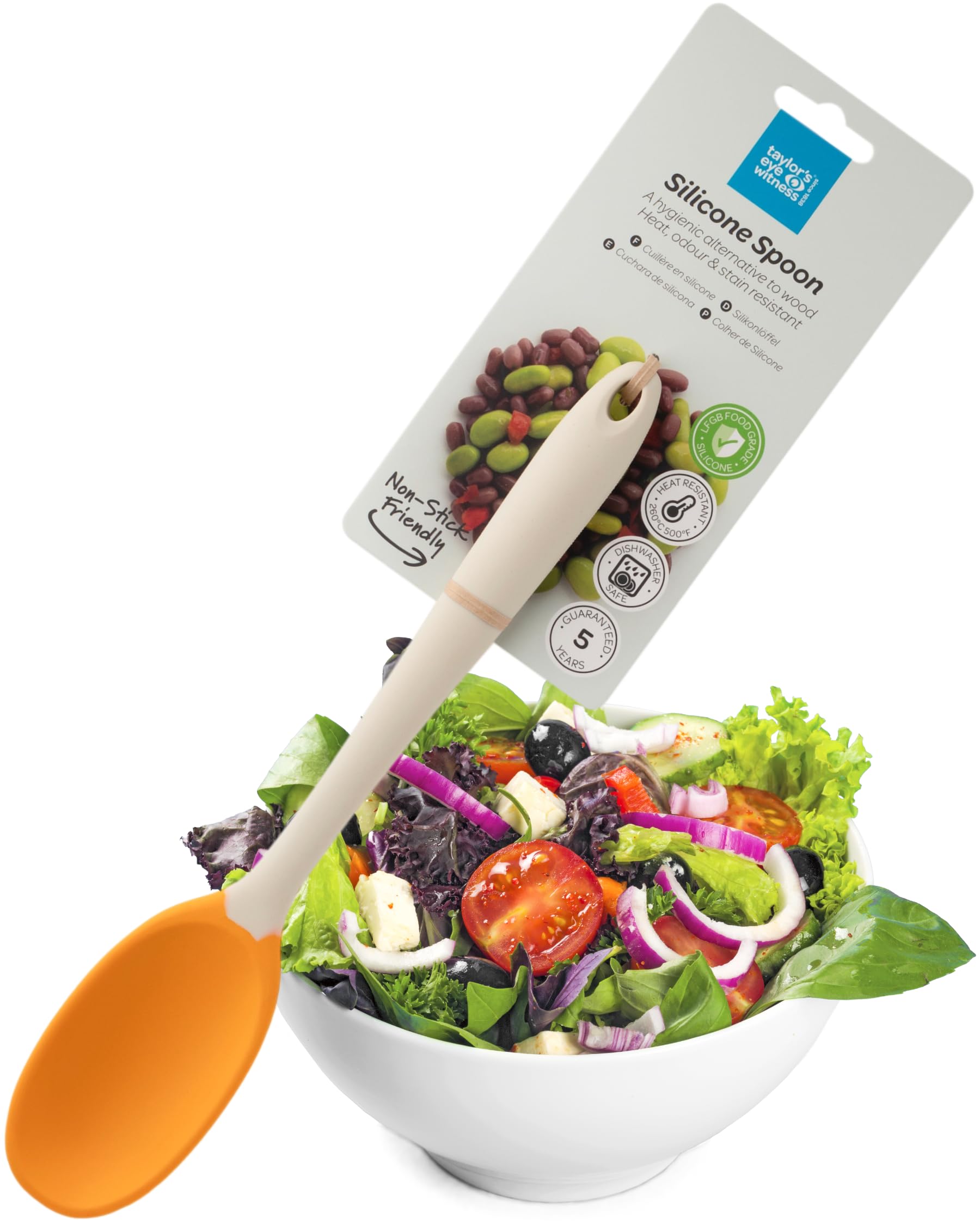 Taylors Eye Witness Large Silicone Stirring Spoon - Buttermilk & Saffron, Dishwasher Safe, Non-Stick, Hygienic Alternative to Wood, Heat Resistant (260°C), Stain & Odour Resistant, 5-Year Guarantee — image 1