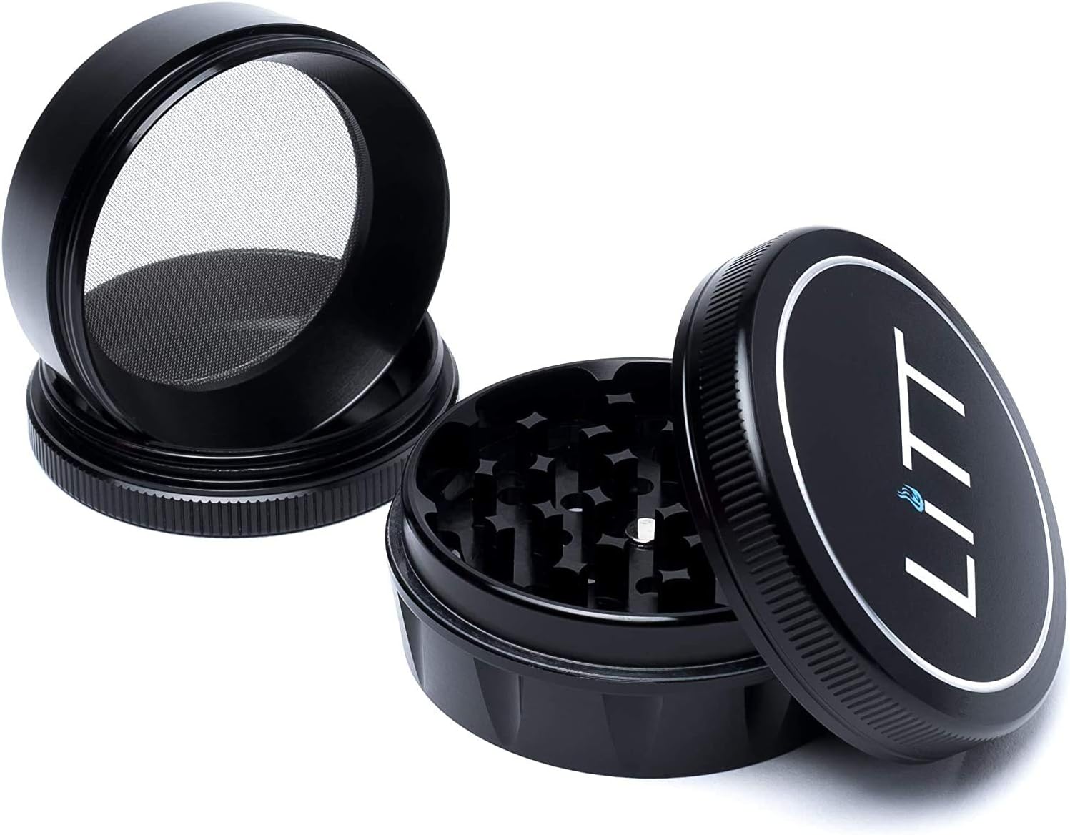 LITT 4 Piece Classic Grinder, Aluminium Grinder with Curved Teeth, Magnetic Top Lid, Kief Pollen Collector - Image 5