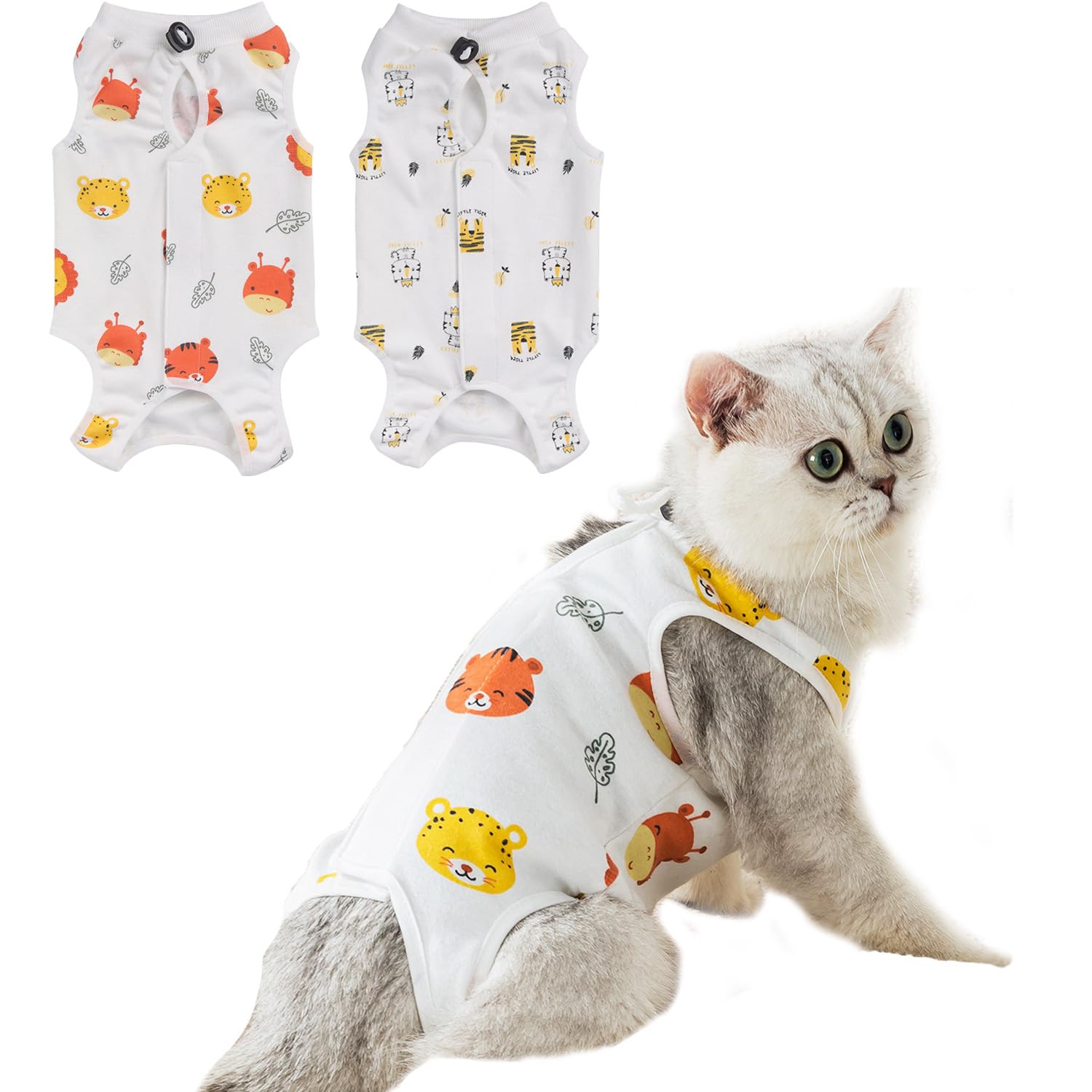2 Packs Cat Recovery Suit Post Surgery Elizabethan and Shame Cone Alternative for Cats Professional Surgical Spay Suit for Female Cat Kitten Onesie After Surgery Kittens Physiological Clothes (S)