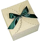 WEWILUCK Small Gold Glitter Christmas Gift Boxes, 10 Pack Boxes for Present | Square Paper Gift Box with Lid for Ornaments, Cookies, Holiday, Women &amp; Men, Also Suited to Birthdays and Parties, 4.75 Inch