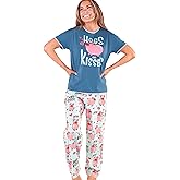Lazy One Women's Pajama Set, Short Sleeves with Cute Prints, Relaxed Fit