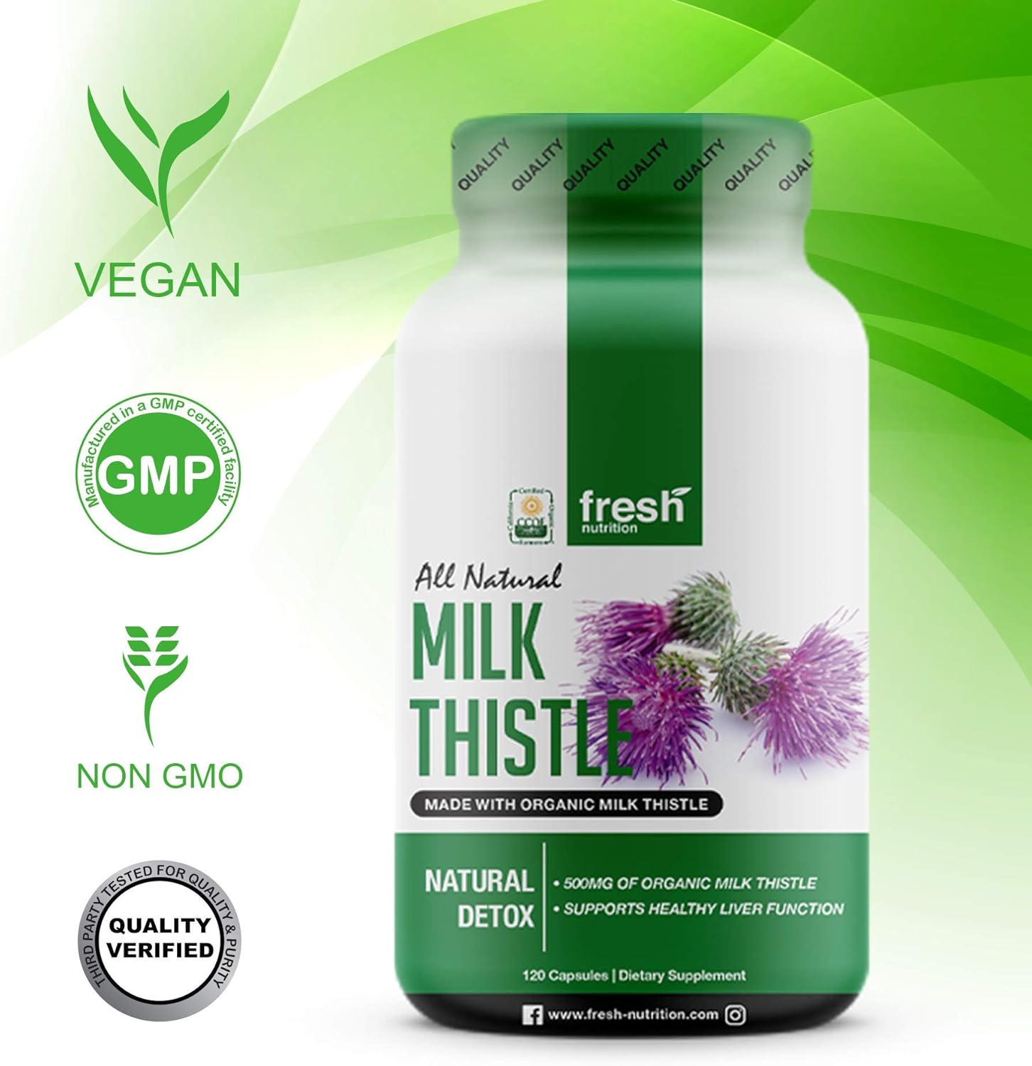 Milk Thistle Organic - 120 Servings of 2000mg - Strong – 4 Month Supply – CCOF Organic - Silymarin Thisilyn Seed Standardized Extract 4:1 Capsules - Great for Liver Cleanse - USA: Health & Personal Care