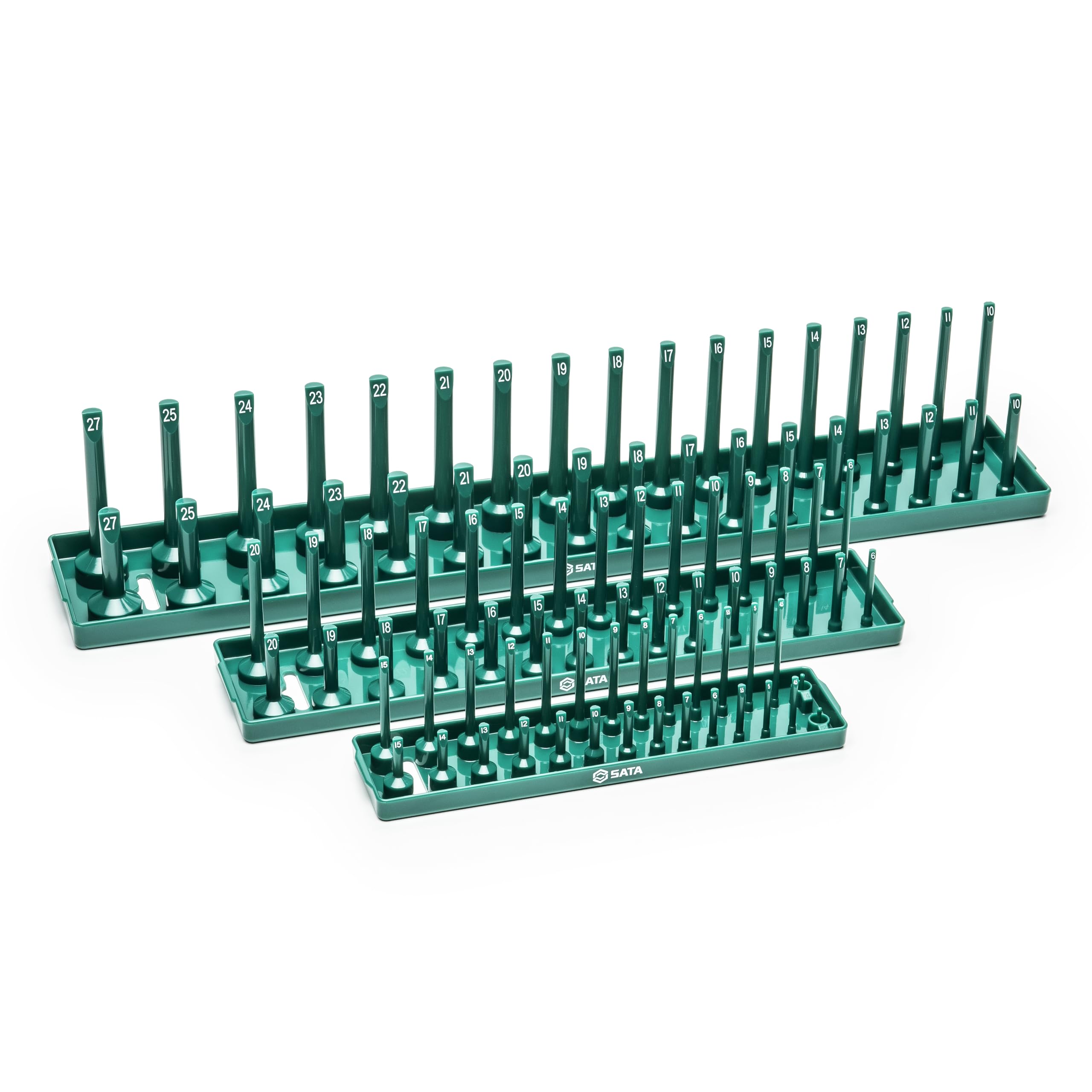 SATA ST95401 1/4", 3/8" and 1/2" 3-Piece Metric Socket Tray Set, for Conveniently Storing Sockets