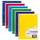 Mead 05512 Spiral Notebook, College Ruled 7.5" x 10.5" 70 Sheets, 1 Subject, 6 Pack, Colors May vary