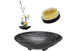 WANDIC Flower Arranging Supplies, Set of 2, Round Flower Frog & Ceramic Flower Pot for Ikebana Floral Arrangement Art Home Office Decoration