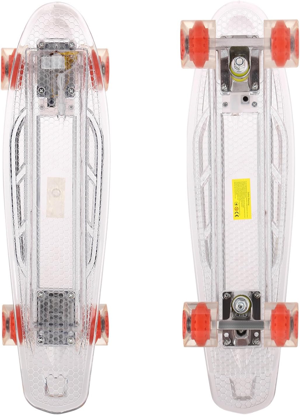 Etuoji Outdoor Mini Crystal Clear Cruiser Skateboard-Shiny Cruiser Board with LED Light Up Deck(US Stock)