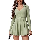 Tennis Dress for Women Long Sleeve Athletic Dress with Built in Shorts Golf Dress Workout Dresses with Pockets