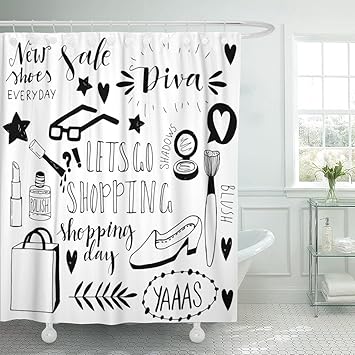 Amazon Com Emvency Fabric Shower Curtain Curtains With Hooks Hand