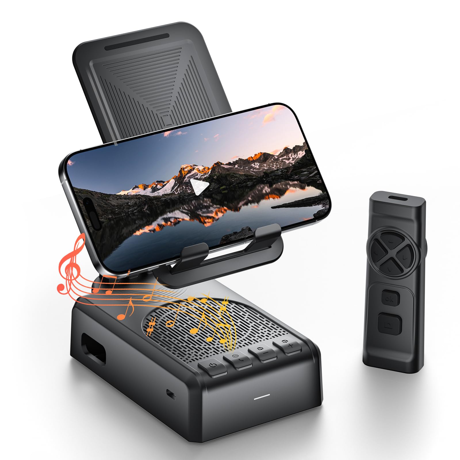 Photo 1 of Birthday/ChristmasGifts for Men Women,Cell Phone Stand with Bluetooth Speaker and Remote Control(Video Control/Camera Control), Portable Bluetooth Speaker for Home and Outdoors, All Day Playtime