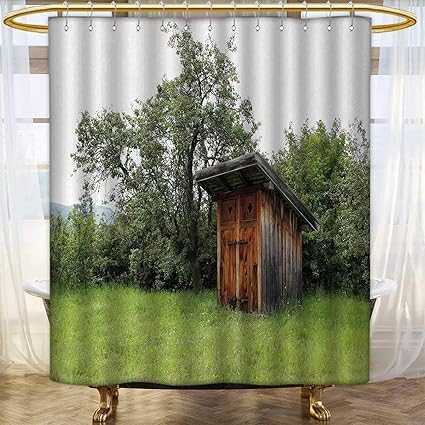 Amazon Com Anhounine Outhouse Shower Curtain Collection By Wooden