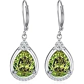 Sterling Silver Birthstone Earrings AAAAA Cubic Zirconia Teardrop Dangles Jewelry Gifts for Women