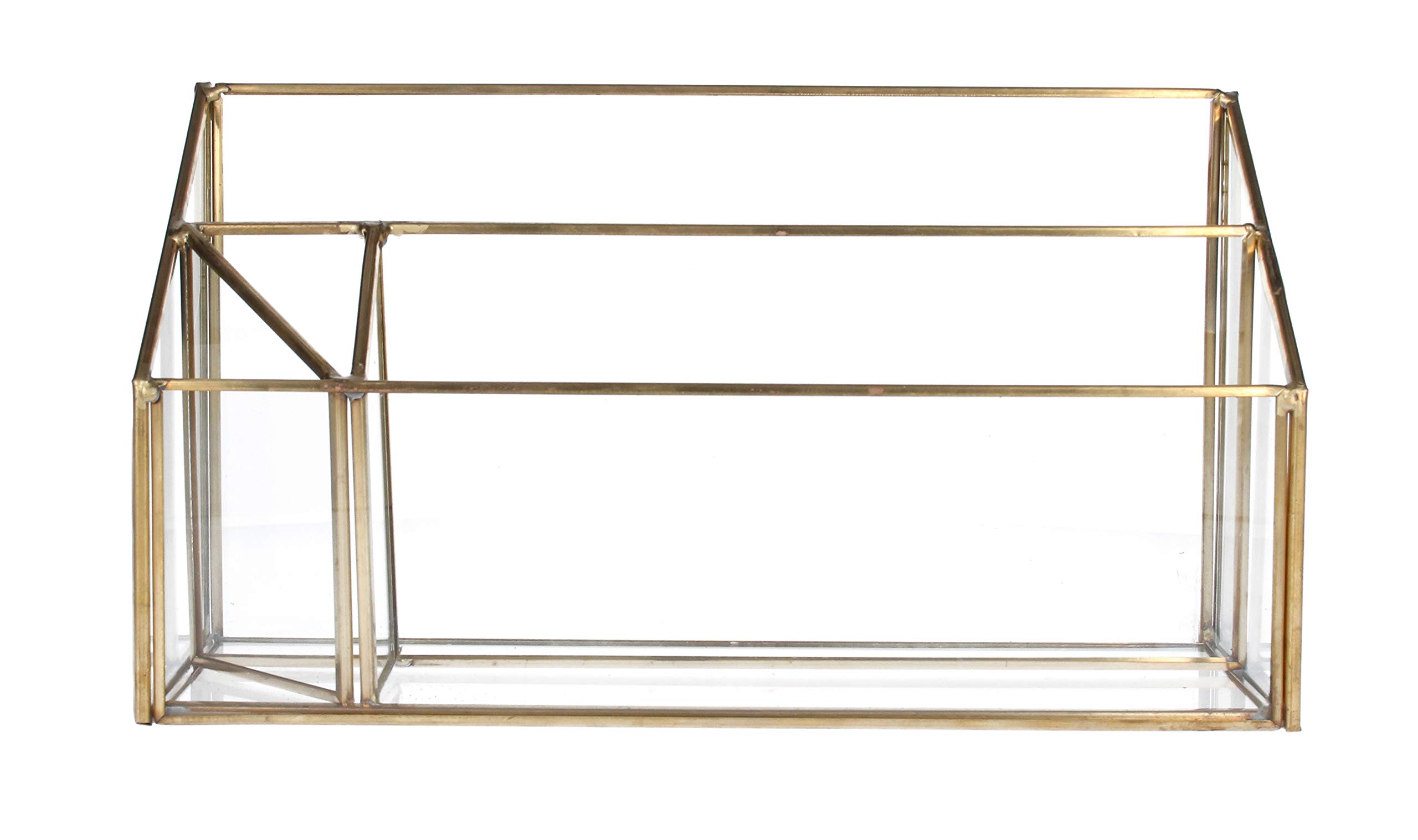 Gisela Graham Brass & Glass Letter Rack Organiser
