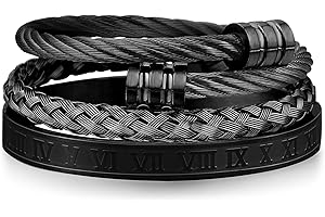 WFYOU 3PCS Stainless Steel Imperial Crown Bracelets for Men Gold Roman Numeral Bangle Bracelet Adjustable Cuff Bracelet Mens Luxury Jewelry Gifts