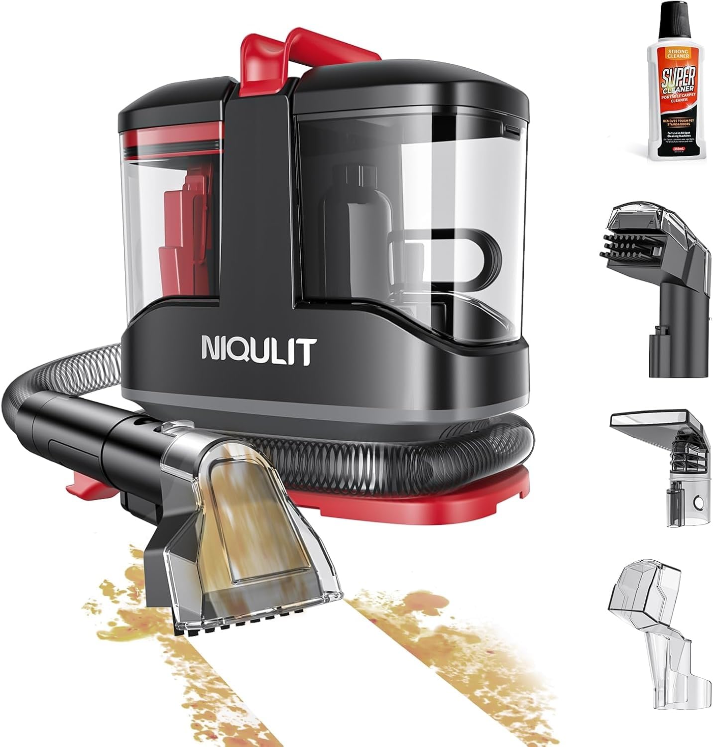 Photo 1 of **USED** Portable Carpet Cleaner Machine -15Kpa Strong Suction Upholstery Cleaner for Rug, Couch, Car, Pet Stains & Hair, Spot Cleaning Machine with Self-Cleaning System & 2 Brush Heads