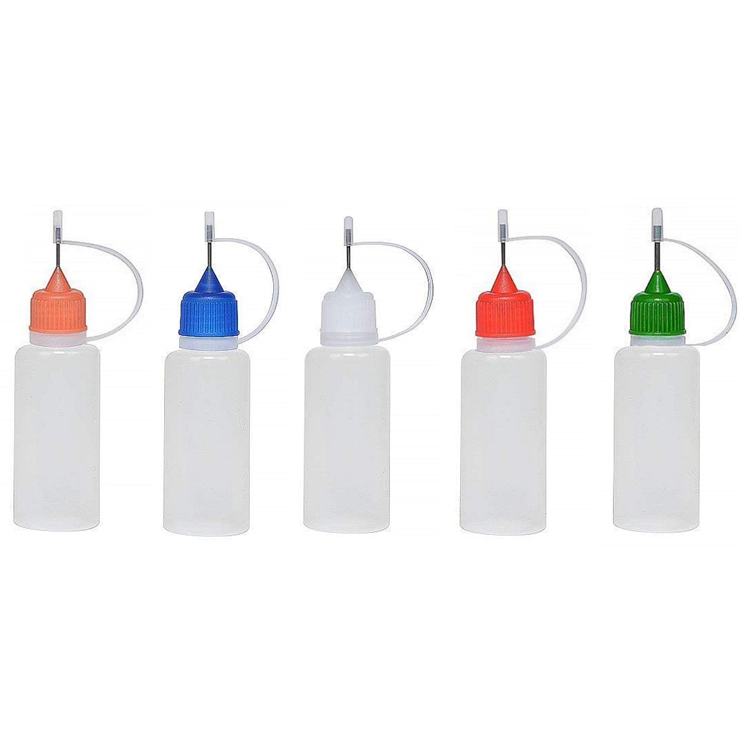 5 x 10ml Needle Tip Bottle Squeezable Liquid Dropper E-Liquid (Multi Coloured)
