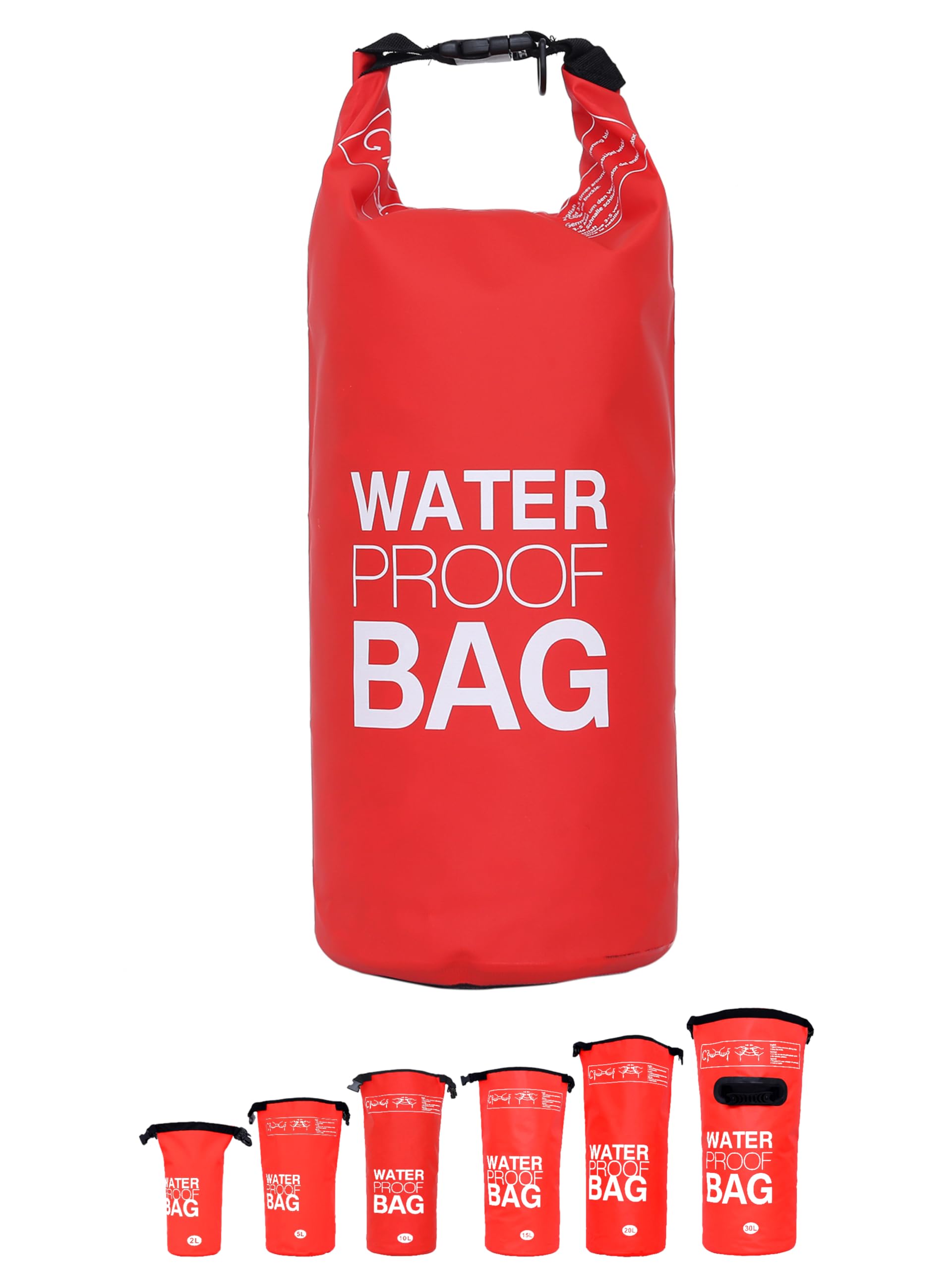DonDon Waterproof Bag Drybag Storage Bag for Your valuables with Adjustable Shoulder Strap for Kayaking Boating Rafting Fishing Swimming Camping and Hiking in red 2 Liter — image 1