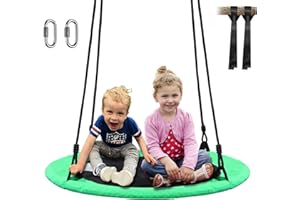 BemerforS 40" Saucer Tree Swing for Kids Outdoor，Round Swing with Adjustable Hanging Straps，Quick Loading and Unloading, Waterproof of Saucer Tree Swing,Suitable for Park Backyard, Playground…