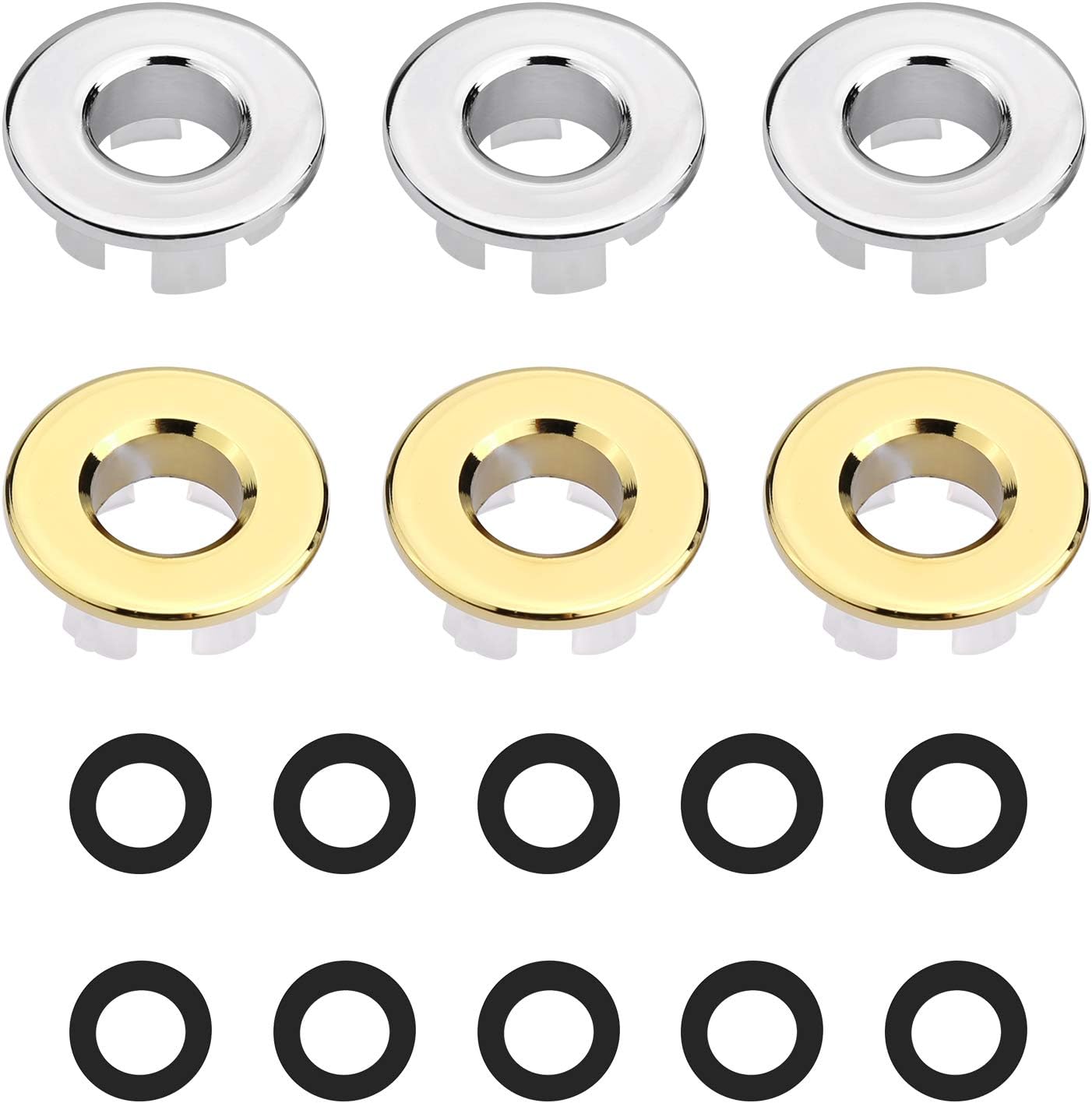 6 Pcs Solid Brass Bathroom Sink Overflow Cover, Kitchen Round Wash Basin Overflow Ring, Overflow