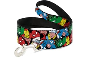 Buckle-Down Pet Leash - 5-Marvel Characters Black - 4 Feet Long - 1" Wide