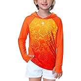 AOBUTE Unisex Kids Long Sleeve Hoodie Rash Guard Boys UPF 50+ Swim Top with Thumb Hole 3-12 Years