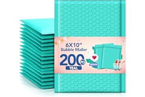 GSSUSA Bubble Mailers 6x10 Inches 200 Pack Usable Size 6x9” Bubble Mailer Envelopes Small Packaging Mailing Envelope Bags Shipping Bag Bulk Pack Self Seal Package Mail Packing Business Supplies, Teal