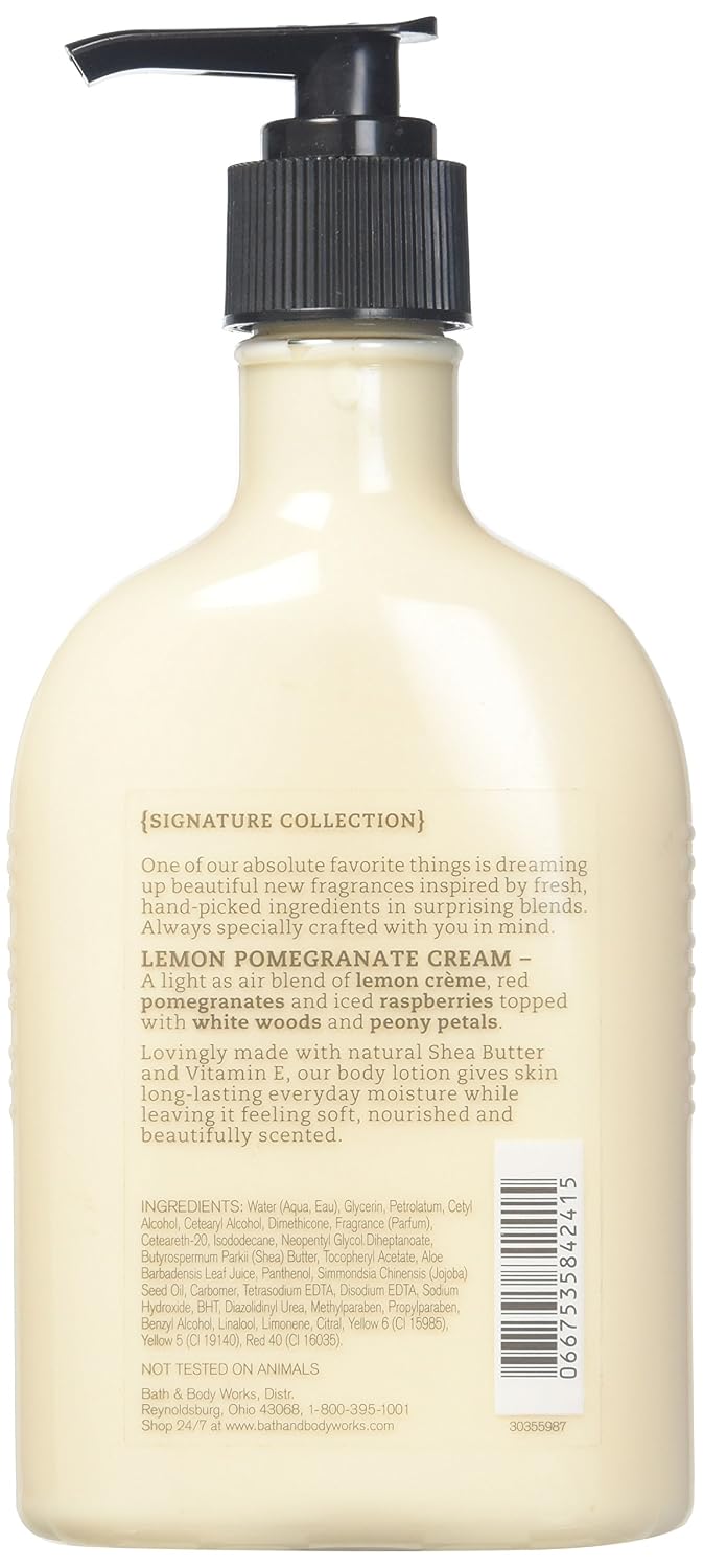 Bath And Body Works Lemon Pomegranate Cream Moisturizing Body Lotion 8 Ounce Full Size Pump Bottle
