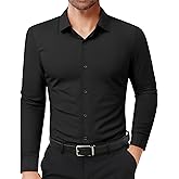Lion Nardo Slim Fit Dress Shirts for Men Stretch Muscle Fit Long Sleeve Dress Shirts Wrinkle Free Formal Button Down Shirts