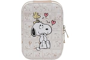 Impressions Vanity Peanuts Snoopy LED Makeup Organizer Box, Tri Tone Lighted Mirror with Adjustable Brightness, Soft Touch Se