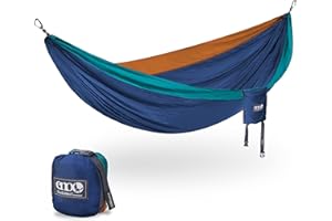 ENO DoubleNest Hammock - Lightweight, Portable, 1 to 2 Person Hammock - for Camping, Hiking, Backpacking, Travel, a Festival, or The Beach - Aqua/Sapphire/Amber