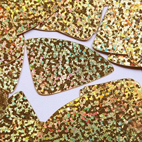 Sequin Fishscale Fin 1.5 inch Gold Glitter Hologram Multi Metallic. Couture Paillettes. Made in USA. Loose sequins for embroidery, bridal, crafts, and embellishment.
