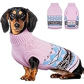 MIGOHI Warm Dachshund Sweater Soft Dog Sweater for Small Dogs | Wiener Dog Sweaters with Leash Hole Sleeveless Knitted Pullover Vest Winter Christmas Knitwear for Fall & Winter,Wiener,Pug,Pink,M