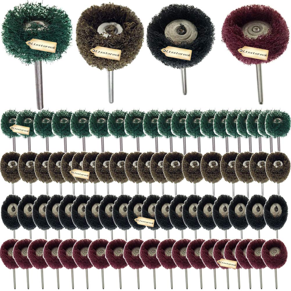 80Pack Finishing Abrasive Wheel Buffs Polishing Wheels Set 1 Inch 80Grit 150Grit 240Grit 300Grit Compatible for Dremel Rotary Tool, Ltsstoreuk