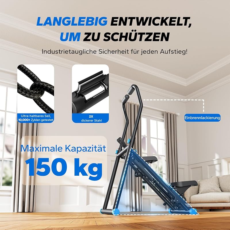 2026 Stair Stepper Pro,Stairmaster für Zuhause mit Einstellbarem 3 Stufen Widerstand,Folding Cardio Vertical Climber Maschine Treppenmeister mit Verstellbare Lenker für Home Büro Fitnessgerät